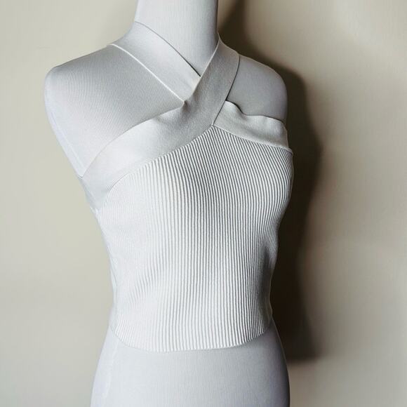 Babaton Aritzia White Sculpt Knit Criss Cross Tank - Picture 3 of 6
